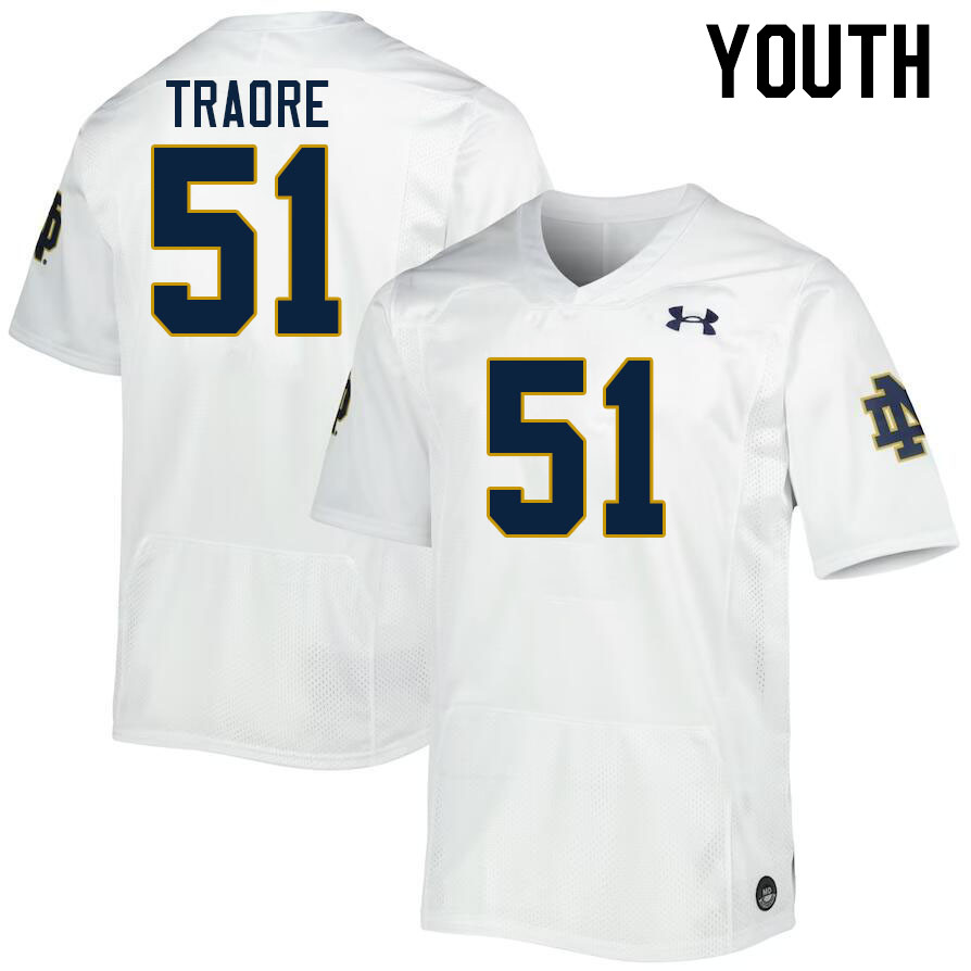 Youth #51 Boubacar Traore Notre Dame Fighting Irish College Football Jerseys Stitched Sale-White